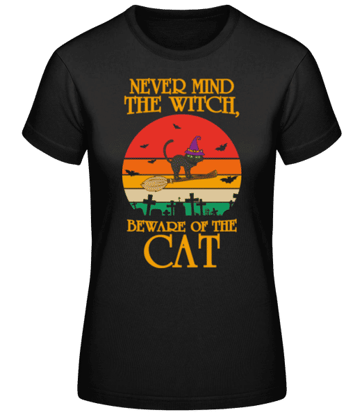 Aperçu: Nevermind The Witch Beware Of The Cat - T-shirt standard Femme - Noir - Devant