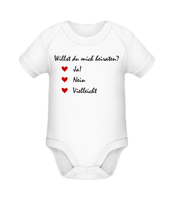 Heiraten? Ja, Nein, Vielleicht - Baby Bio Strampler - Weiß - Vorne