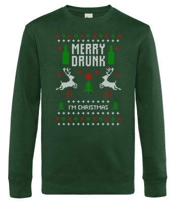Merry Drunk I Am  Christmas - Männer Standard Pullover - Flaschengrün - Vorne