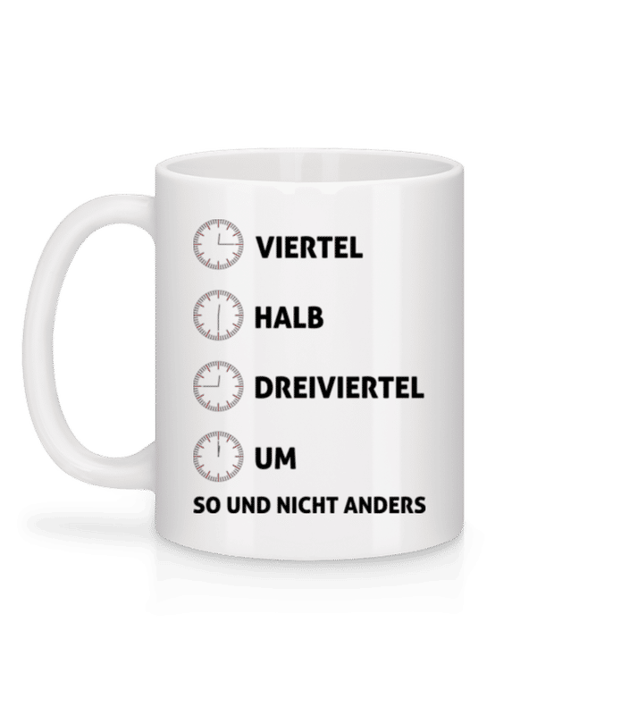 Vorschau: Viertel Halb Dreiviertel Um - Tasse - Weiß - Hinten