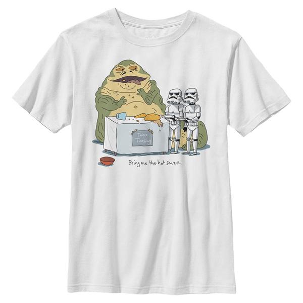 Aperçu: Star Wars - Jabba the Hutt Bring Me The Hot Sauce - Enfant T-shirt - Blanc - Devant