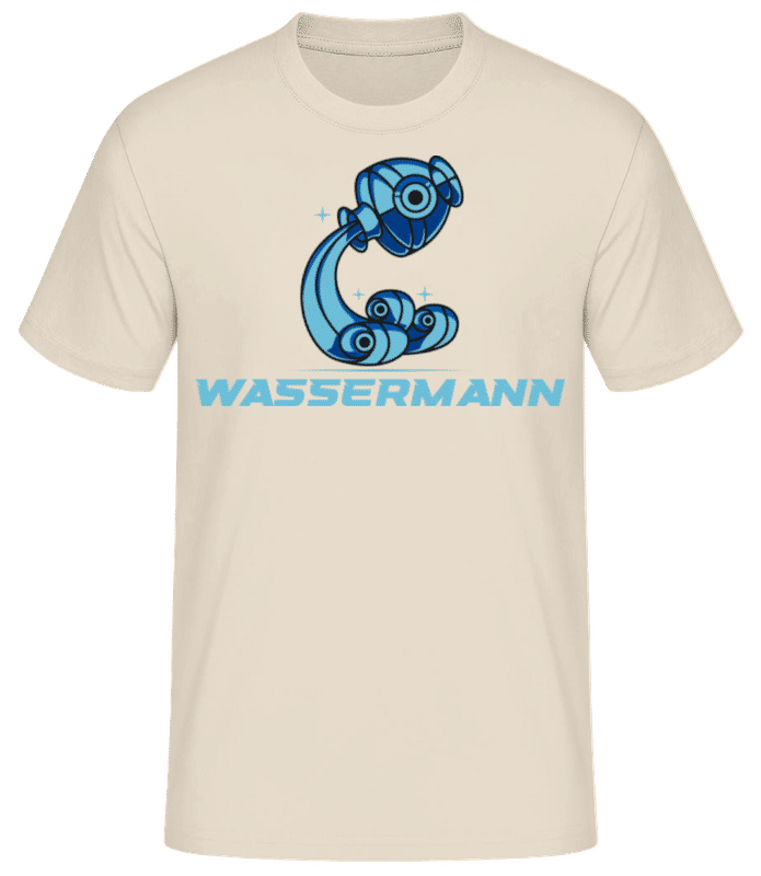 Vorschau: Mecha Roboter Sternzeichen Wassermann - Männer Basic T-Shirt - Creme - Vorne