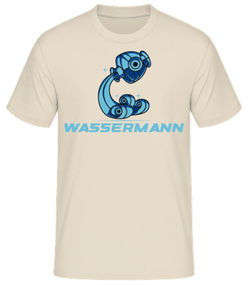 Mecha Roboter Sternzeichen Wassermann - Männer Basic T-Shirt - Creme - Vorne