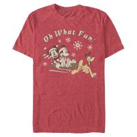 Disney Classics - Micky Maus - Skupina Sled Dog Group - Weihnachten - Männer T-Shirt - Rot meliert - Vorne