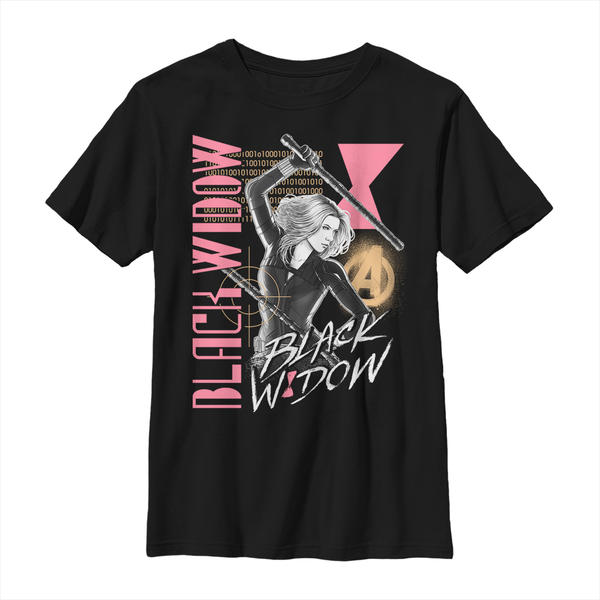 Aperçu: Marvel - Black Widow Retro - Enfant T-shirt - Noir - Devant