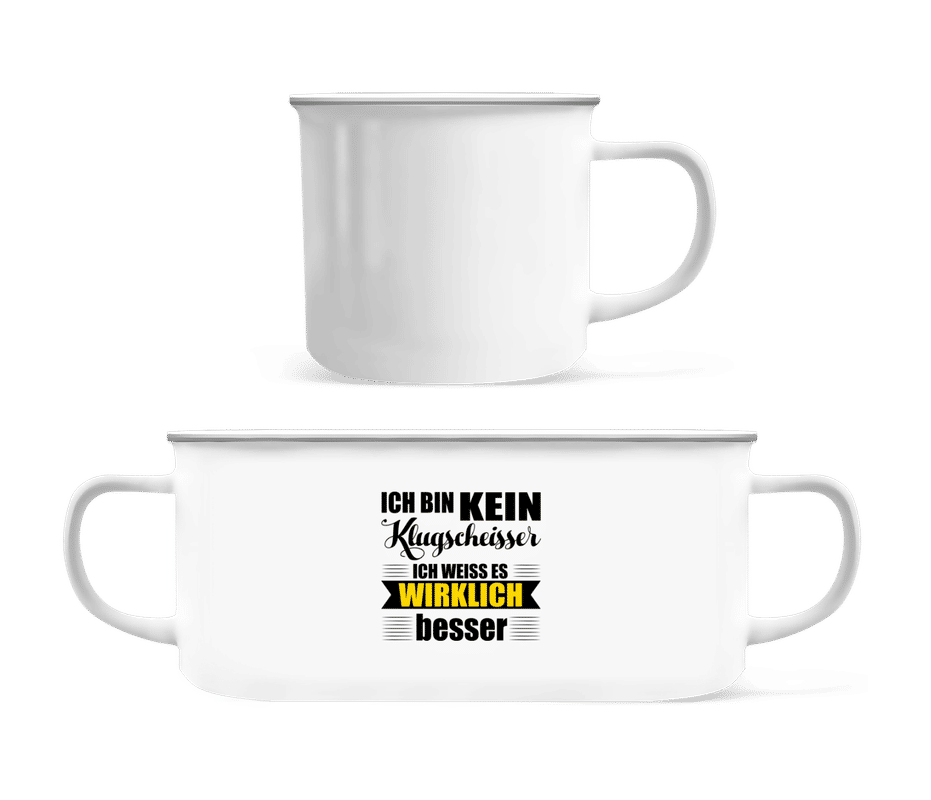 Vorschau: Ich Bin Kein Klugscheisser - Emaille-Tasse - Weiß - Vorne