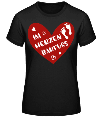 Im Herzen Barfuss - Frauen Basic T-Shirt - Schwarz - Vorne