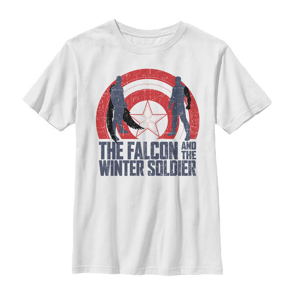 Aperçu: Marvel - Falcon et le soldat de l'hiver - Photo de groupe Shield Sun - Enfant T-shirt - Blanc - Devant