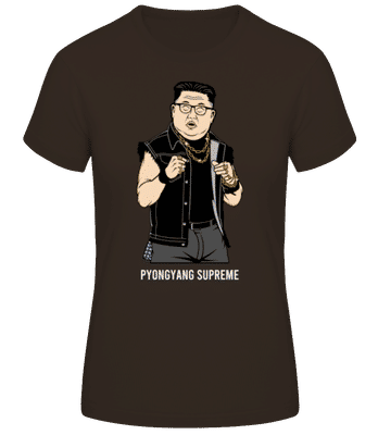 Kim Jong Un Pyongyang Supreme - Camiseta básica de mujer - Marrón - delante