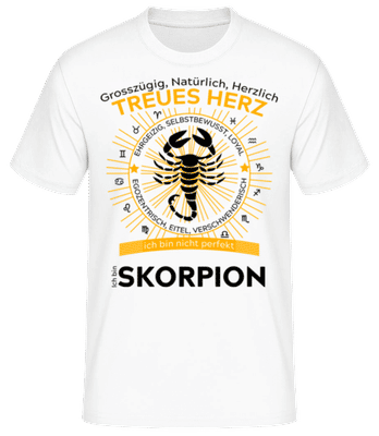 Sternzeichen Skorpion Orange - Männer Basic T-Shirt - Weiß - Vorne