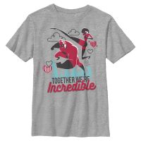 Pixar - Incredibles - Mr. & Mrs. Incredible Together Incredible - Valentine's Day - Kids T-Shirt - Heather grey - Front