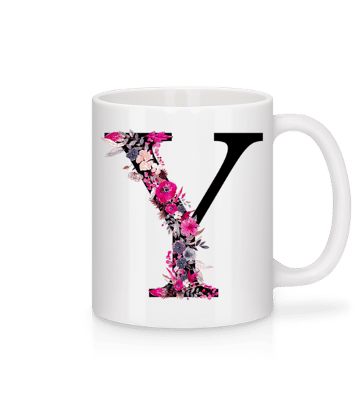 Aperçu: Fleurs Initiale Y - Mug en céramique blanc - Blanc - Devant