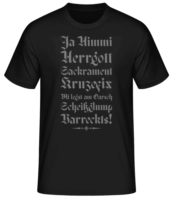 Vorschau: Himmi Hergott Sakrament - Männer Basic T-Shirt - Schwarz - Vorne