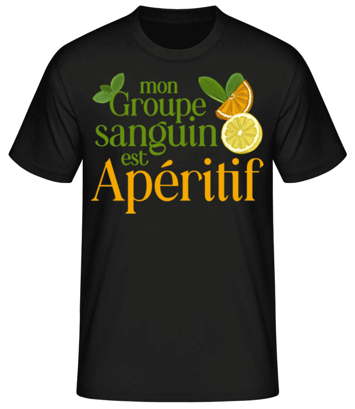 Aperçu: Mon Groupe Sanguin Est Apéritif - T-shirt standard Homme - Noir - Devant