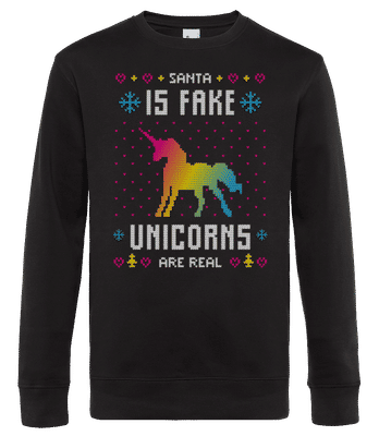Santa Is Fake Unicorns Are Real - Sudadera estándar para hombre - Negro - delante