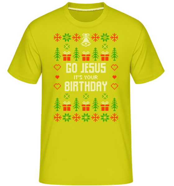 Preview: Go Jesus It Is Your Birthday -  Shirtinator Men's T-Shirt - Lime - Front