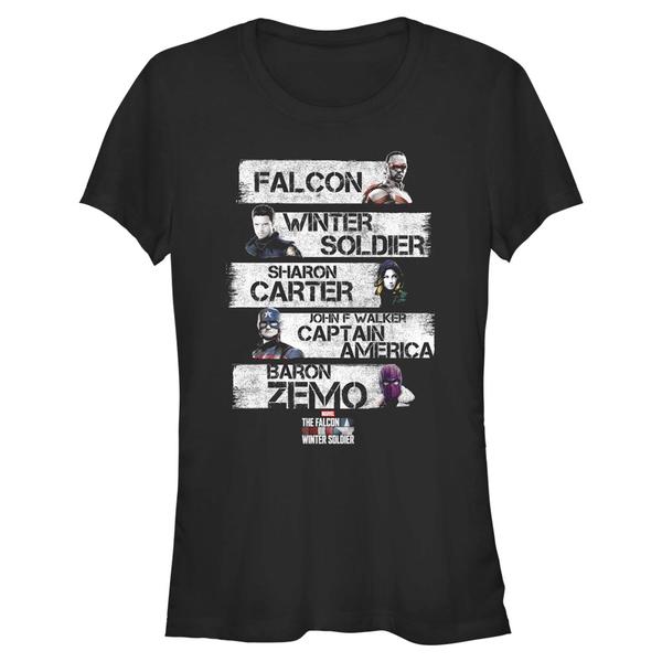 Aperçu: Marvel - Falcon et le soldat de l'hiver - Photo de groupe Character Stack - Femme T-shirt - Noir - Devant