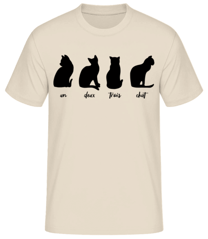 Aperçu: Un Deux Trois Chat - T-shirt standard Homme - Crème - Devant