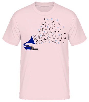Music Notes Gramophone - Camiseta básica para hombre - Rosa - delante