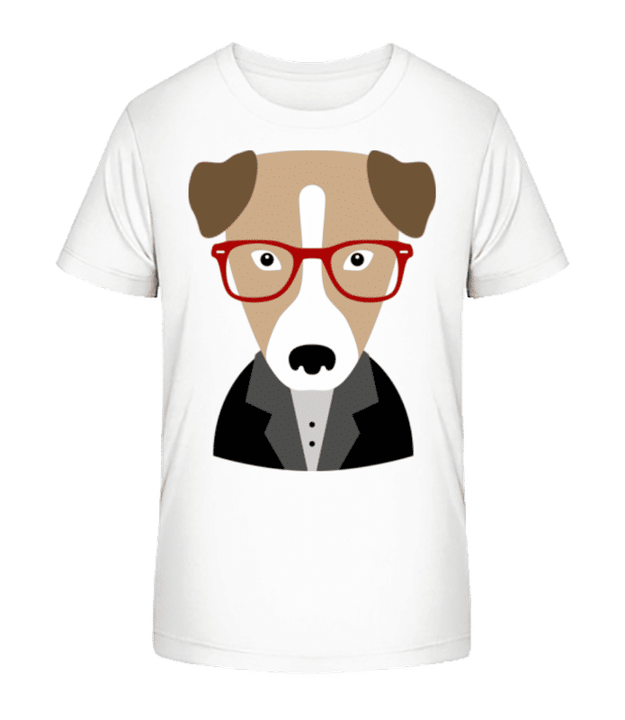Vorschau: Hipster Hund Mit Schlappohren - Kinder Bio T-Shirt Stanley Stella 2.0 - Weiß - Vorne