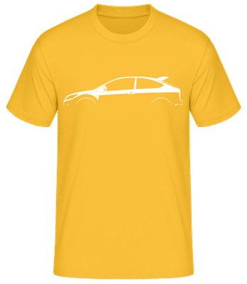 'Ford Focus RS500 Mk II' Silhouette - Camiseta básica para hombre - Amarillo dorado - delante