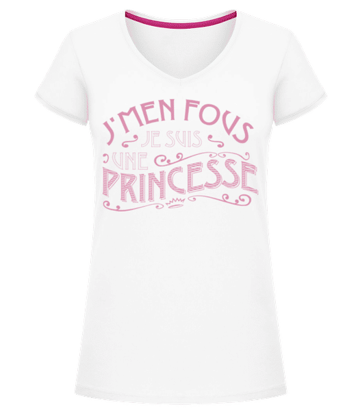 Aperçu: Je Suis Une Princesse - T-shirt col en V Femme - Blanc - Devant