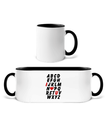 Love Alphabet - Mug bicolore en céramique - intérieur de couleur - Blanc / Noir - Devant