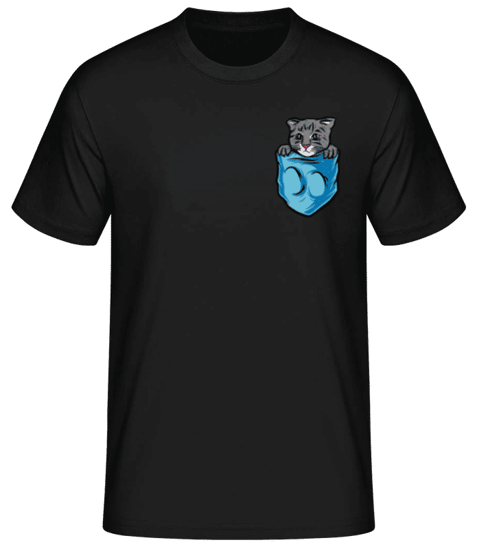 Preview: Breast Pocket Cat - Men's Basic T-Shirt - Black - Front