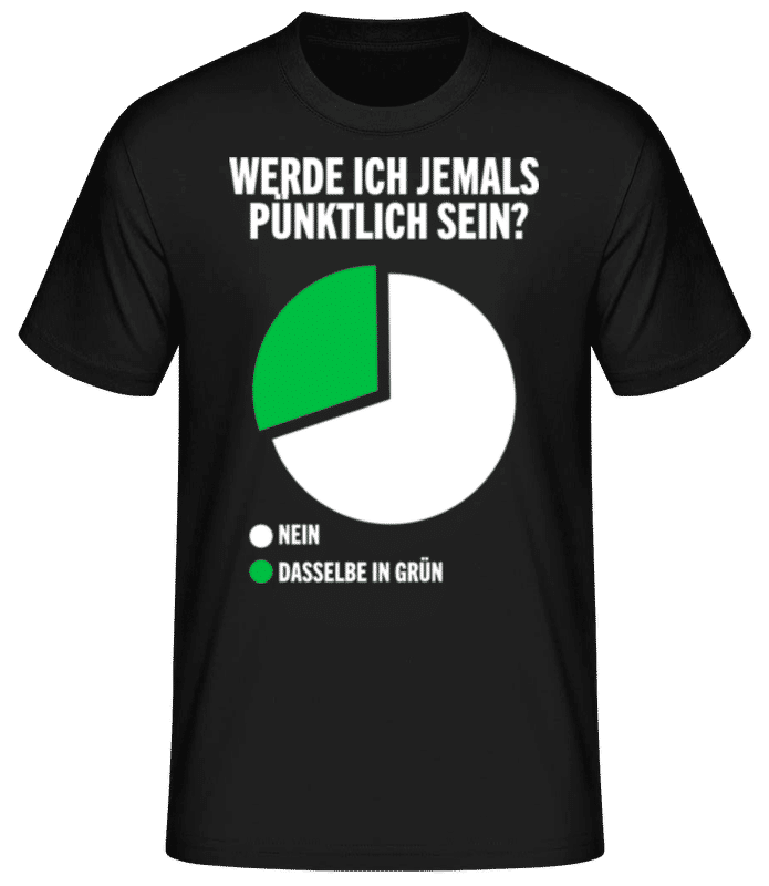 Vorschau: Werde ich jemals pünktlich sein - Männer Basic T-Shirt - Schwarz - Vorne