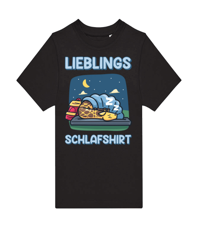 Vorschau: Giraffe Lieblings Schlafshirt - Kinder T-Shirt B&C - Schwarz - Vorne