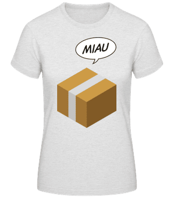 Miau Katze Im Karton - Frauen Basic T-Shirt - Grau meliert - Vorne