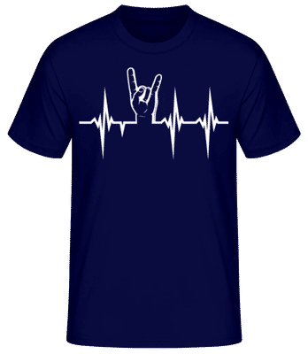 Rock And Roll Tlkot Srdca - Pánske basic tričko - Namornícka modrá - Predné