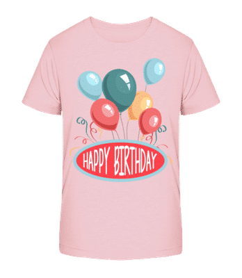 Happy Birthday Ballons - Kinder Bio T-Shirt Stanley Stella 2.0 - Rosa - Vorne