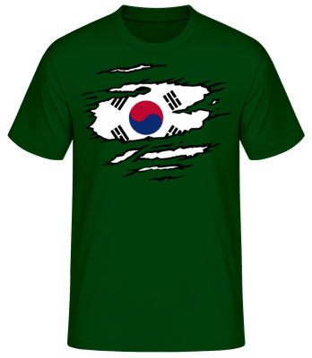  Drapeau déchiré Corée du Sud - T-shirt standard Homme - Vert bouteille - Devant