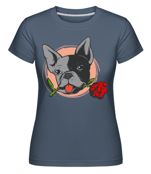 Preview: Bulldog Rose -  Shirtinator Women's T-Shirt - Denim - Front