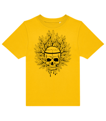 Skull Indian Tattoo - Kids B&C T-Shirt - Yellow - Front