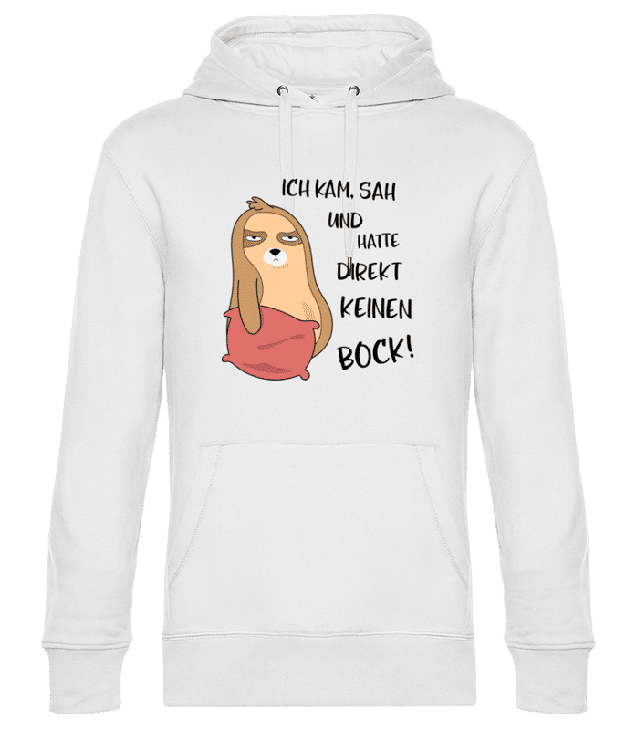 Vorschau: Kam Sah Direkt Keinen Bock - Unisex Premium Hoodie - Weiß - Vorne
