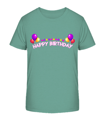 Happy Birthday Ballons - Kinder Bio T-Shirt Stanley Stella 2.0 - Blaugrün - Vorne