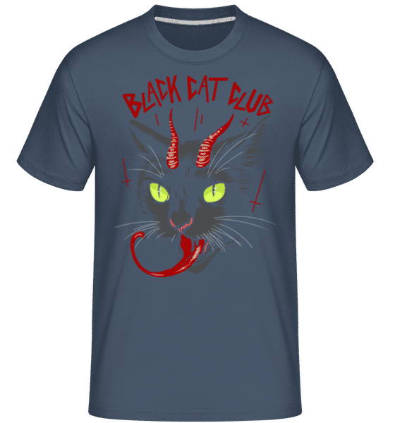Aperçu: Black Cat Club -  T-Shirt Shirtinator homme - Bleu denim - Devant