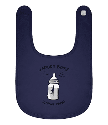 J’adore Boire Comme Papa - Bavoir Bébé bio - Bleu marine - Devant