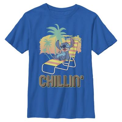 Disney Classics - Lilo & Stitch - Stitch Chillin - Enfant T-shirt - Bleu royal - Devant