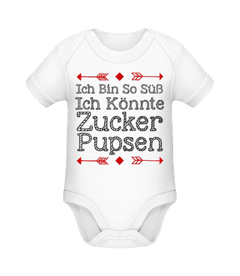 Zucker Pupsen - Baby Bio Strampler - Weiß - Vorne