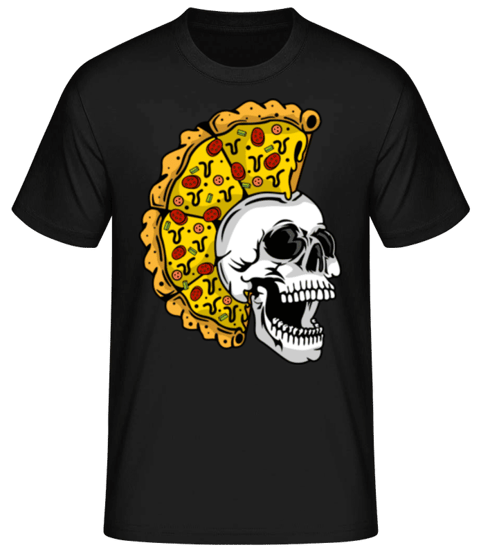 Vista previa: Skull Pizza - Camiseta básica para hombre - Negro - delante