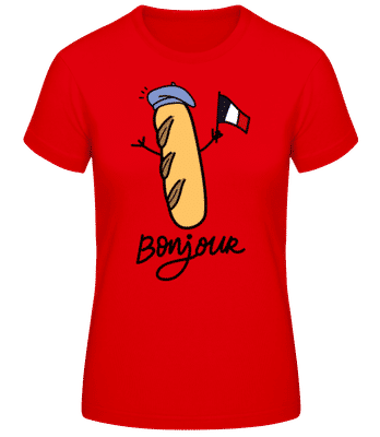 France Baguette Bonjour Bérèt - T-shirt standard Femme - Rouge - Devant