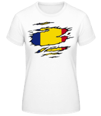 Torn Flag Of Romania - Camiseta básica de mujer - Blanco - delante