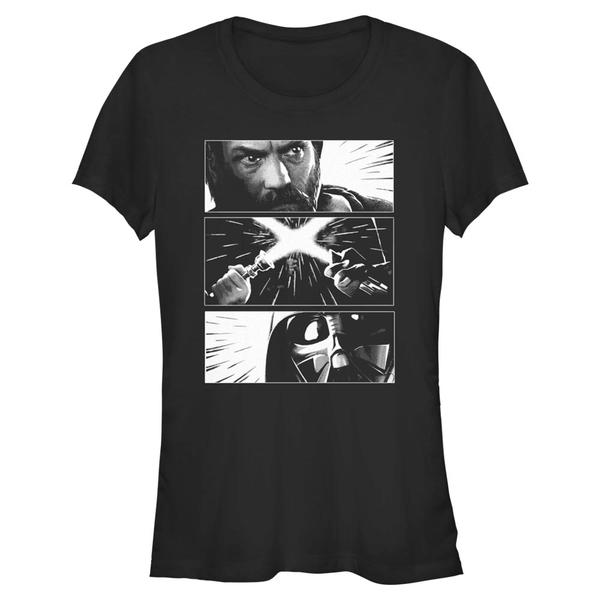 Aperçu: Star Wars - Obi-Wan Kenobi - Obi-Wan Kenobi & Darth Vader Kenobi Vader Panels - Femme T-shirt - Noir - Devant