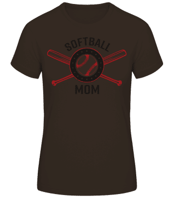 Softball Mom - Dámske basic tričko - Hnedá - Predné