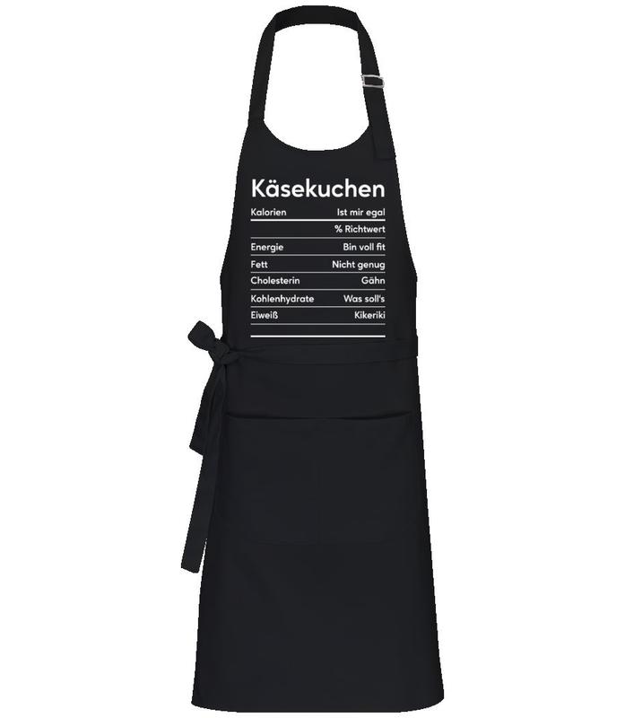 Vorschau: Käsekuchen Nährwerte - Profi Kochschürze - Schwarz - Vorne