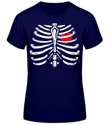 Squelette avec cœur - T-shirt standard Femme - Bleu marine - Devant