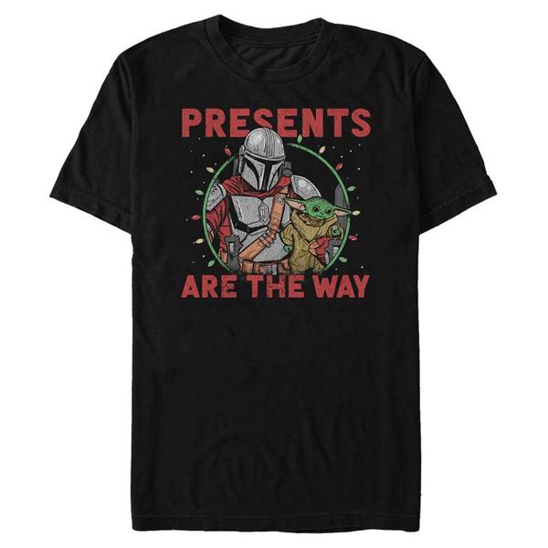 Vorschau: Star Wars - The Mandalorian - Mando & Child Presents Are the Way - Männer T-Shirt - Schwarz - Vorne
